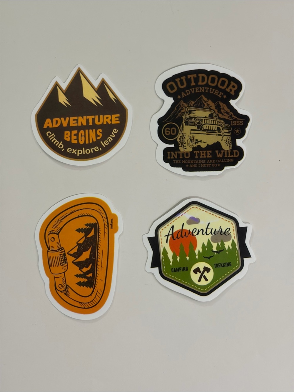 Adventure Camping Sticker Set — Brown, Orange, Green